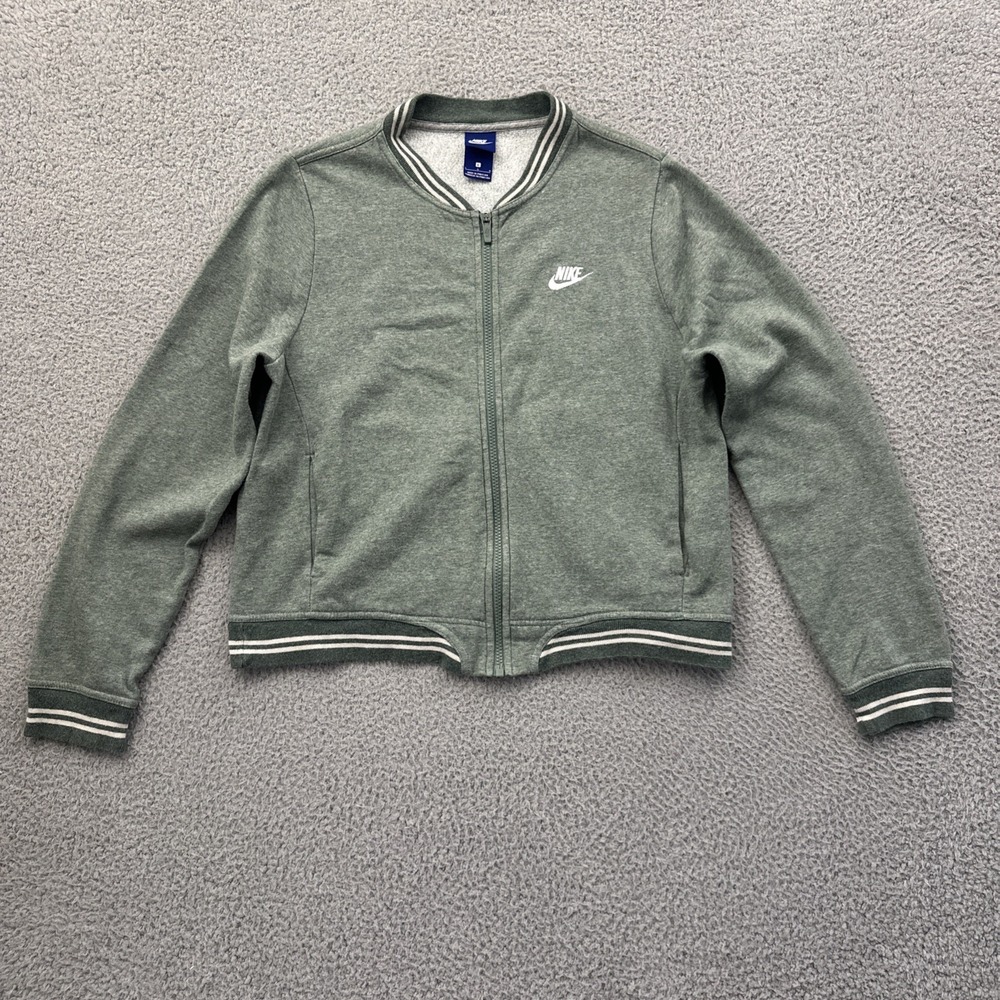 Nike Sportswear Fleece Bomber Jacket Sage Green Athletic Athleisure Women Large